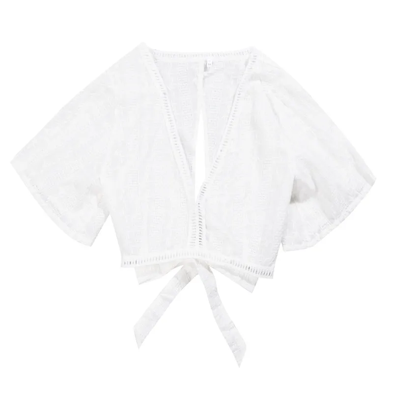 Женский Прозрачный Кружевной укороченный топ с длинными рукавами футболка