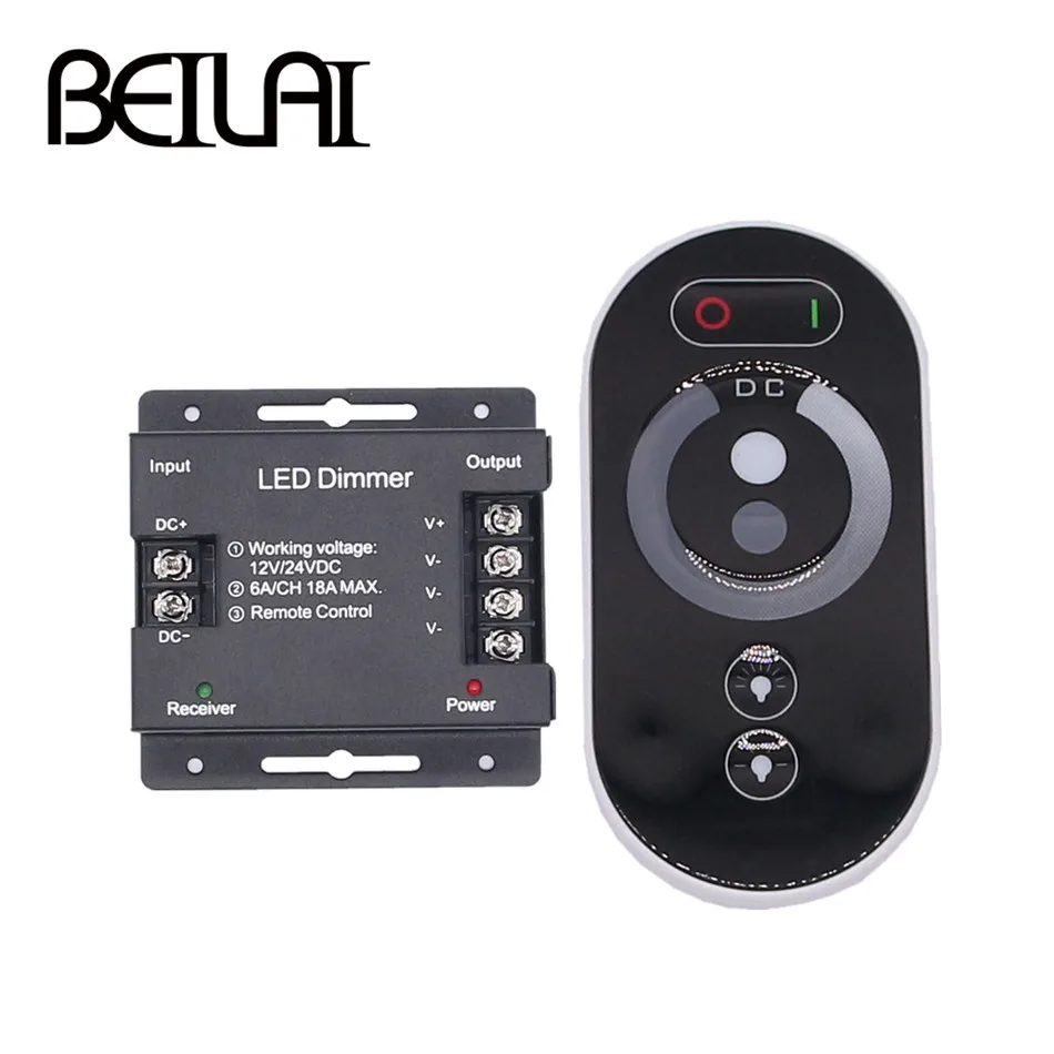 BEILAI DC 12-24V 6A/CH 3 канала Одноцветный черный RF светодиодный контроллер Полный сенсорный пульт дистанционного управления для светодиодные ленты светильник