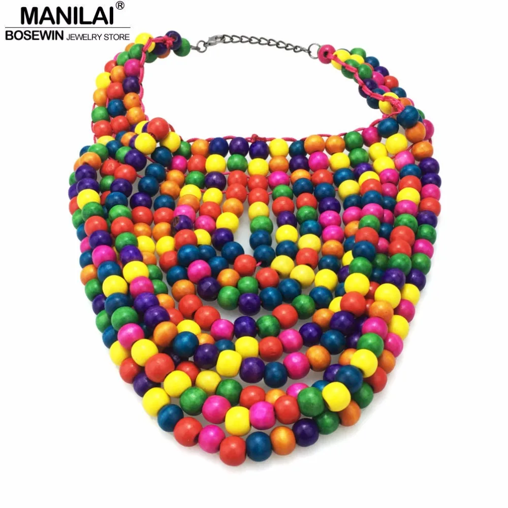Женское ожерелье чокер с бусинами MANILAI многослойное ручной работы из бисера
