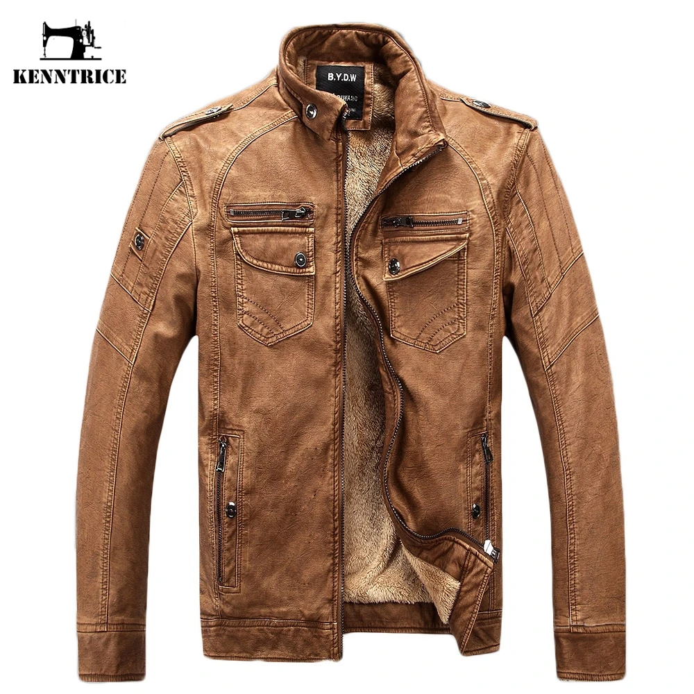 KENNTRICE куртка кожаная мужская Зимнее пальто Мужской Jaqueta Couro Masculinas Inverno Pu Овчина Куртка мотоциклетная кожаная куртка