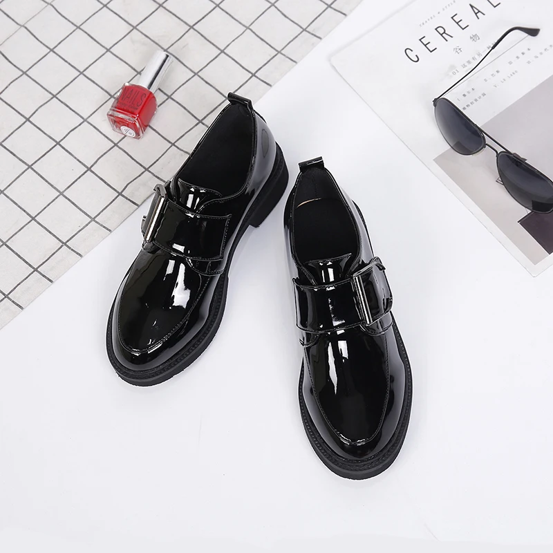BeautyFeet/Новинка; однотонная женская обувь из лакированной кожи; женские оксфорды; обувь для отдыха; женская повседневная обувь на низком квадратном каблуке
