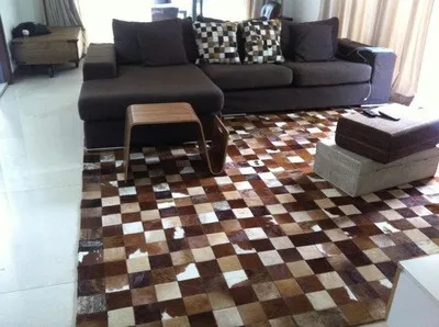 

Fashionable art carpet 100% natural genuine cowhide leather carpet colors lowes