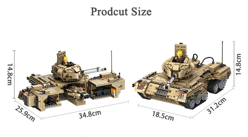WW2 Военная серия тяжелый танк строительные блоки преобразования армейский