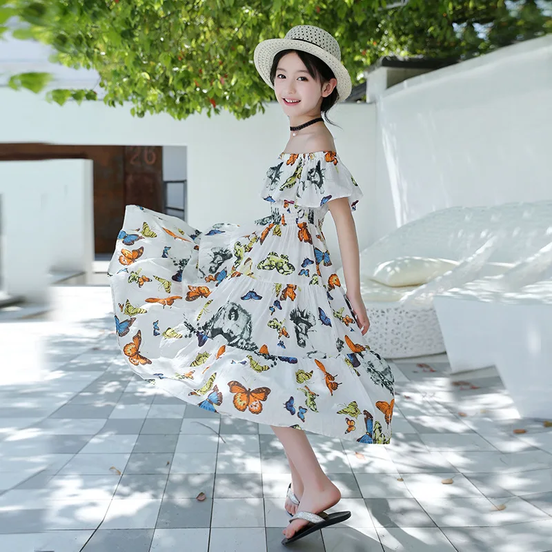Girls Dress Bohemia Style Dresses Floral for Adolescents 6-10T Big Kids Clothes | Детская одежда и обувь