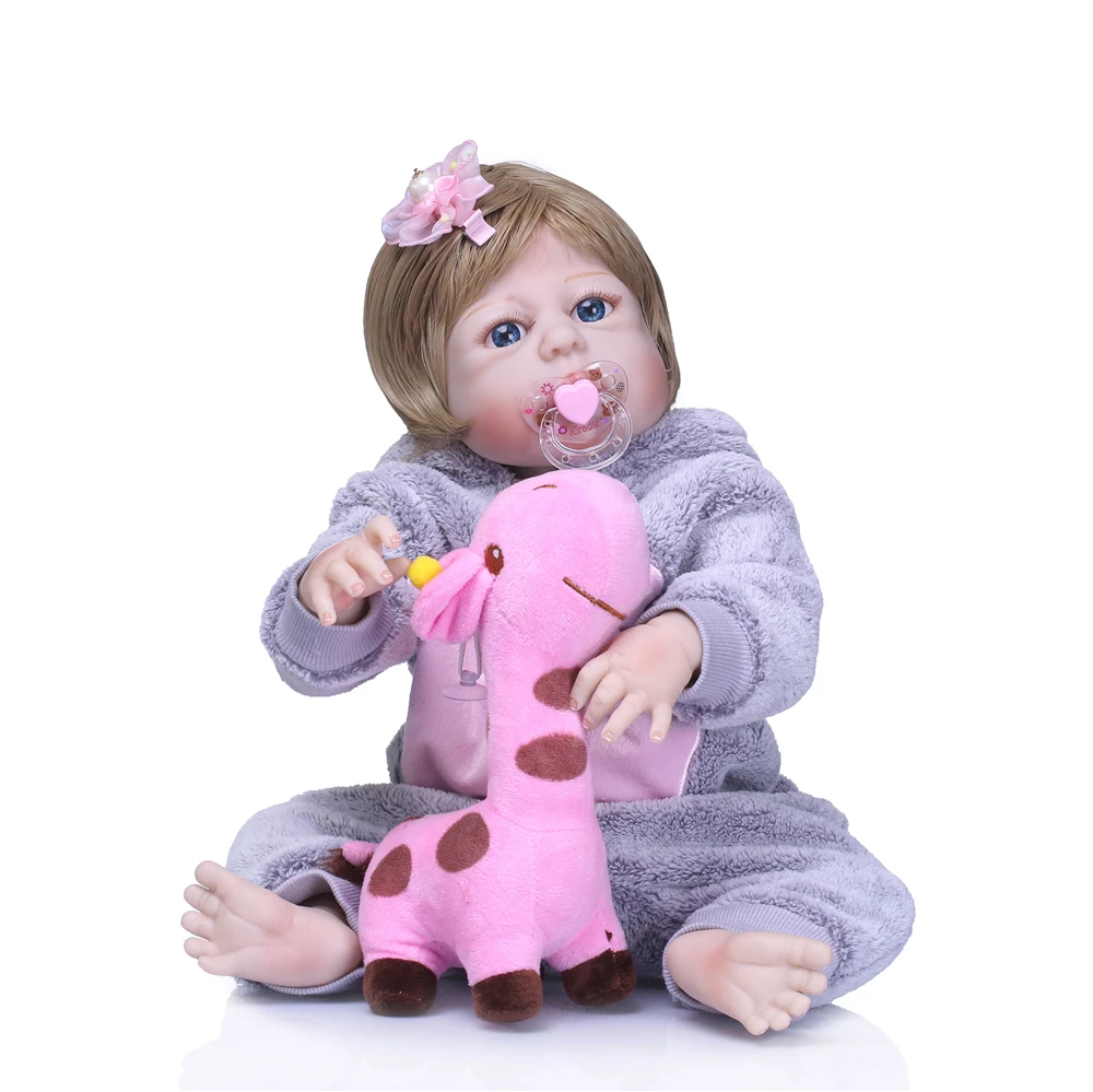 

23inch Full silicone reborn baby dolls Toy Baby-Reborn lifelike bebe toddler vinyl newborn bathe princess toddler kids toys