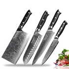 Набор кухонных ножей из дамасской стали SUNNECKO, 4 шт., ножи шеф-повара Santoku, японские острые лезвия VG10, ручные инструменты для приготовления пищи