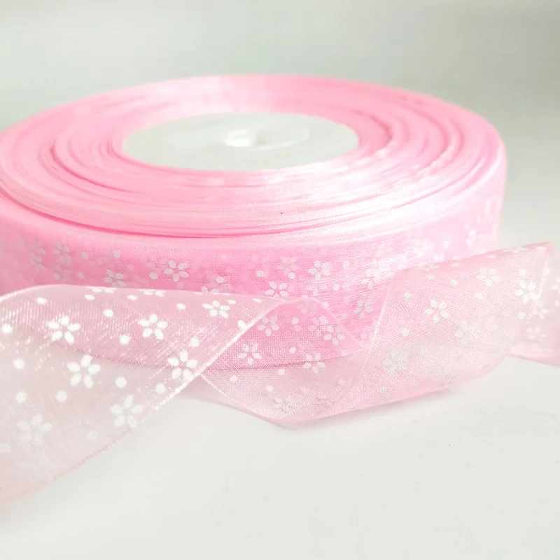 pink HL 6 м/лот " печатные ленты из органзы для изготовления головных украшений, украшения для свадебной вечеринки, Подарочная упаковка DIY - Цвет: pink