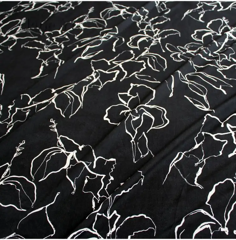 JaneYU Fashionable Abstract Line Large Print Silk Velvet Chiffon Fabric Dress Trousers Shirt Women's Clothing Impermeable | Дом и сад