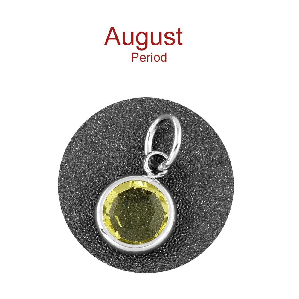 August Высокое качество, 12 шт./лот, смешанный камень, шарм, 7 мм, для Diy, персонализированное ожерелье и браслет, нержавеющая сталь, Созвездие камня - Окраска металла: August