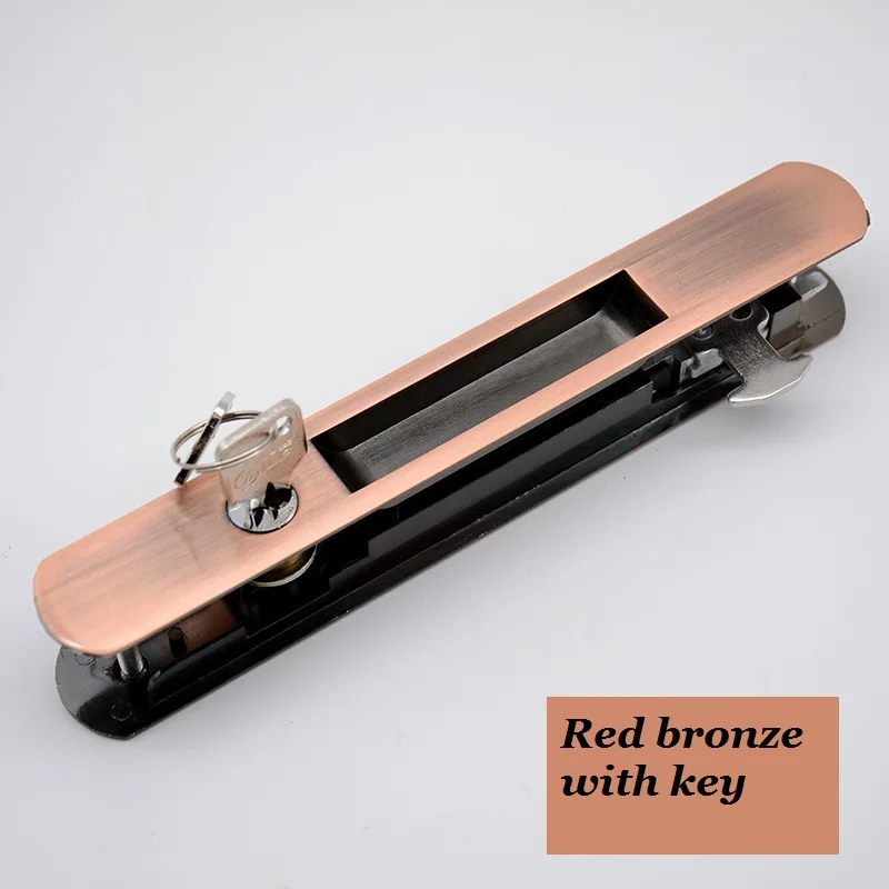 Red with key Бесшумные раздвижные дверные замки, Hidde ручка для межкомнатной двери, потяните замок, Современная Противоугонная дверь, деревянный дверной замок, мебельная фурнитура - Цвет: Red with key