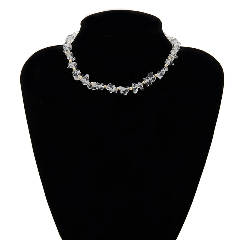 Transparent Stone SHIXIN, ожерелье из натурального камня, женское, персонализированное, короткое, колье, ожерелье для леди, модное, Checker, шея, женский, чокер, подарки, воротник - Окраска металла: Transparent Stone