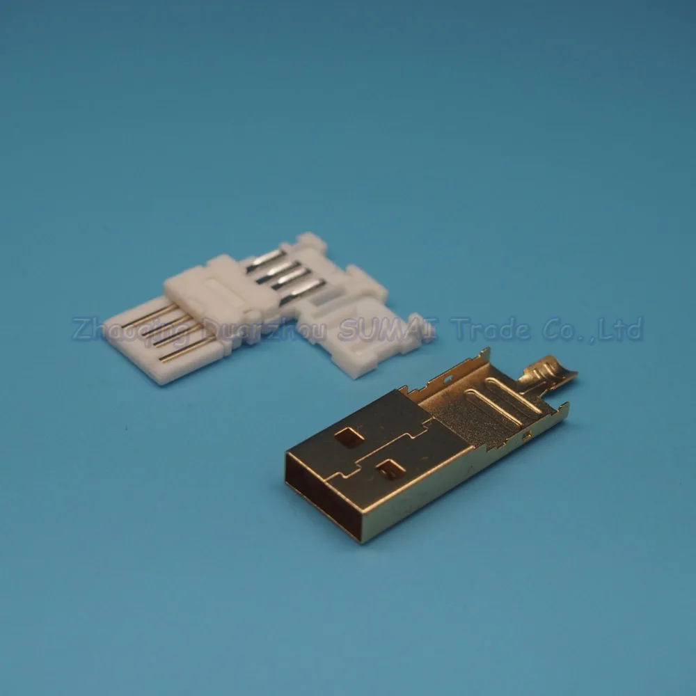 20 шт Solderless золотое покрытие USB-A штекер разъем