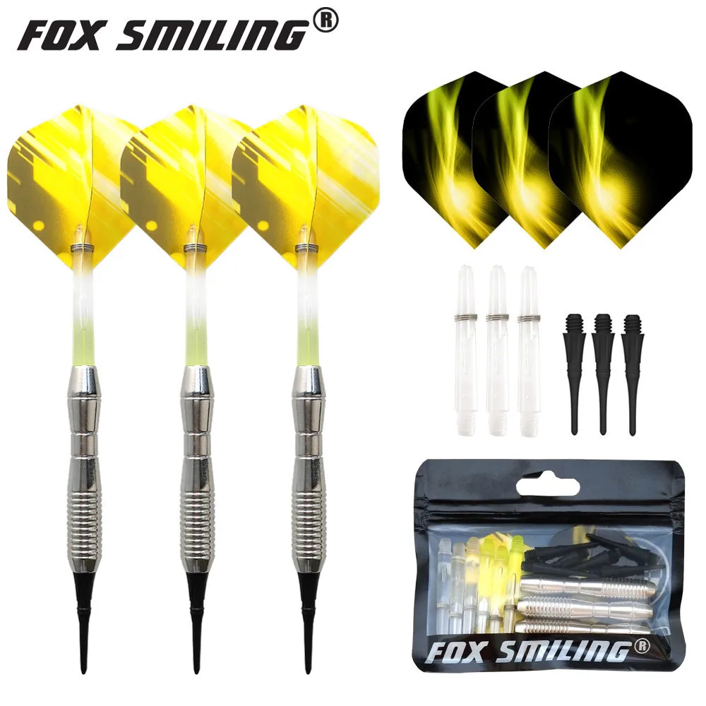 yellow Fox Smiling Дротика s с мягким наконечником набор 3 шт. 18 г электронная Дротика профессиональная с красочными полетами - Цвет: yellow