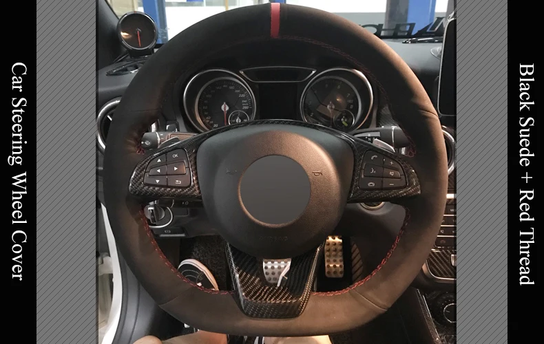 Lqtenleo черная замша DIY чехол рулевого колеса автомобиля для Mercedes-Benz C200 C250 C300 B250 B260 A200 A250 спортивные CLA220
