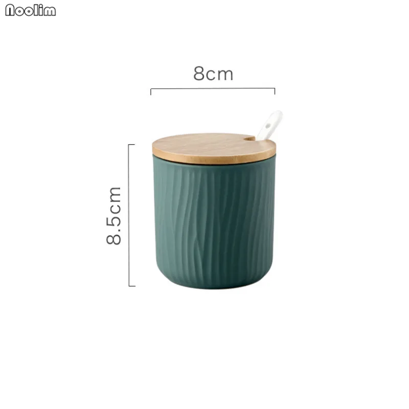Green 1pcs Nordic Керамика приправа набор банок приправы коробка перец соль может просто контейнер для приправ с крышкой и ложка, кухонные принадлежности - Цвет: Green 1pcs
