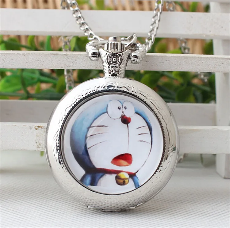2017 Japanese anime &quotDoraemon&quot Surprised Doraemon Drop shopping vintage Pocket watch long necklace&amppendants women&ampmen GIFT H033 |