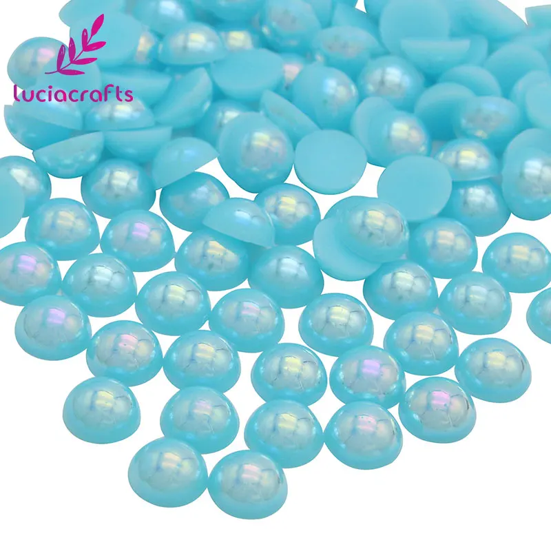Lake blue Lucia crafts 8 мм многоцветные полукруглые бусины из АБС-пластика, имитация жемчуга, бисер для рукоделия, 144 шт F0104 - Цвет: Lake blue