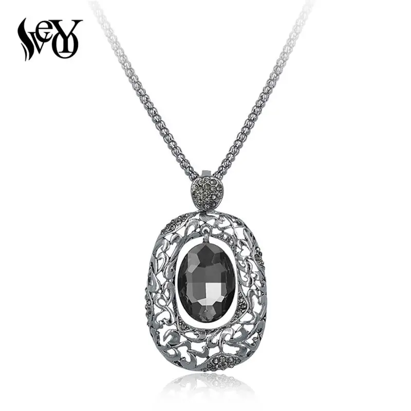 Женское Ожерелье с кулоном VEYO полым кристаллом квадратное на длинной цепочке |