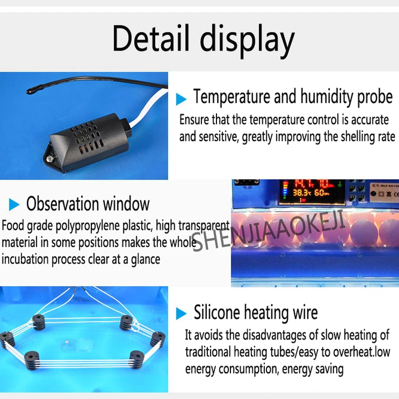 Миниатюрный инкубатор для цыплят автоматический небольшой яиц 80 Вт 64 штуки