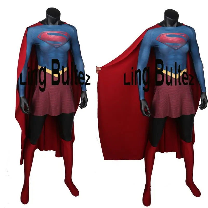 Костюм супер девушки из спандекса с накидкой оттенок|super girl costume|super girlspandex suit |