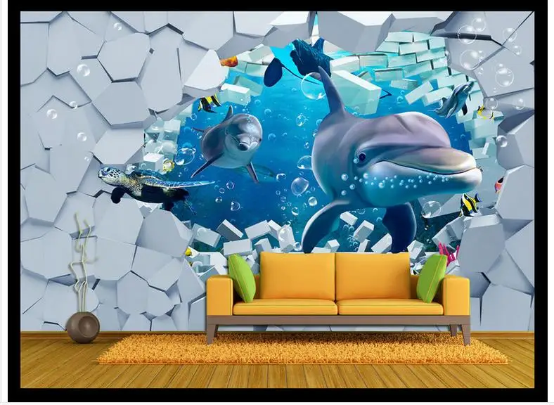 3D настенные фрески обои на заказ подводный мир Трехмерная живопись фоновая стена