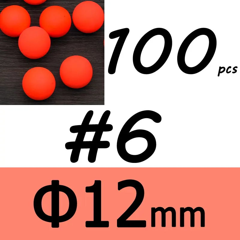 red size 6 100 шт. приманки для соленой пресной воды для рыбной ловли, пенные плавающие шарики, бобы, помпано, поплавок, нижняя установка, Такелажный материал - Цвет: red size 6