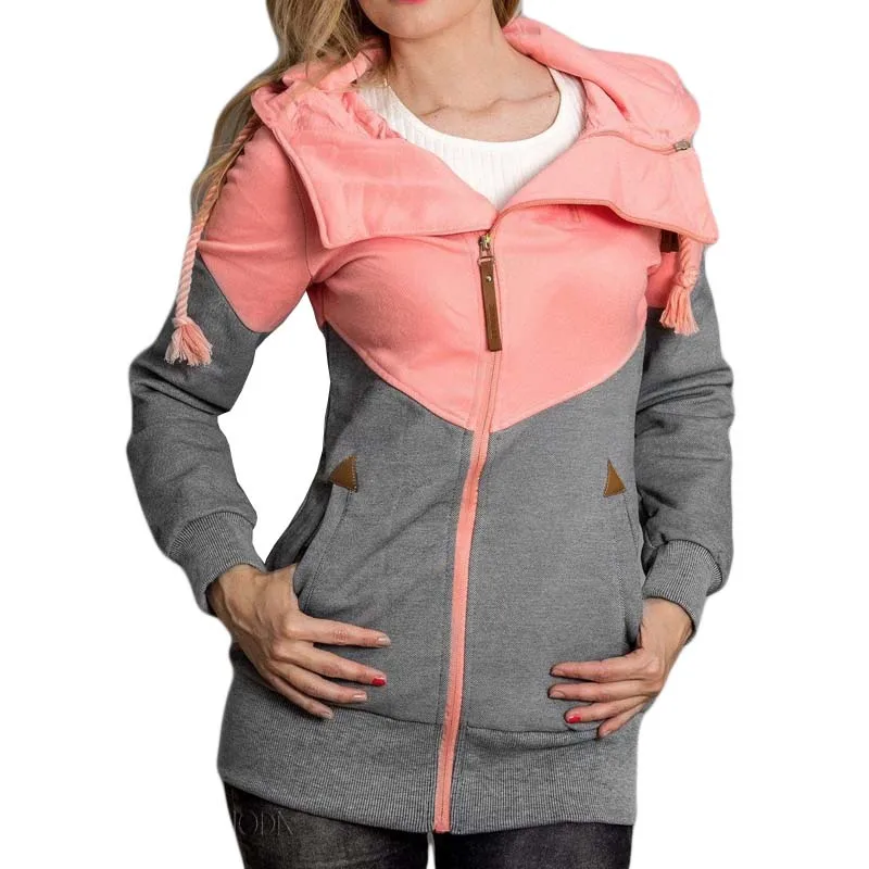 Women Oversize Hoodies Sweatshirts Pullovers Hoodie Female Patchwork Sweatshirt Autumn Warm Hoody Zipper UP Tops S-5XL YF757 | Женская