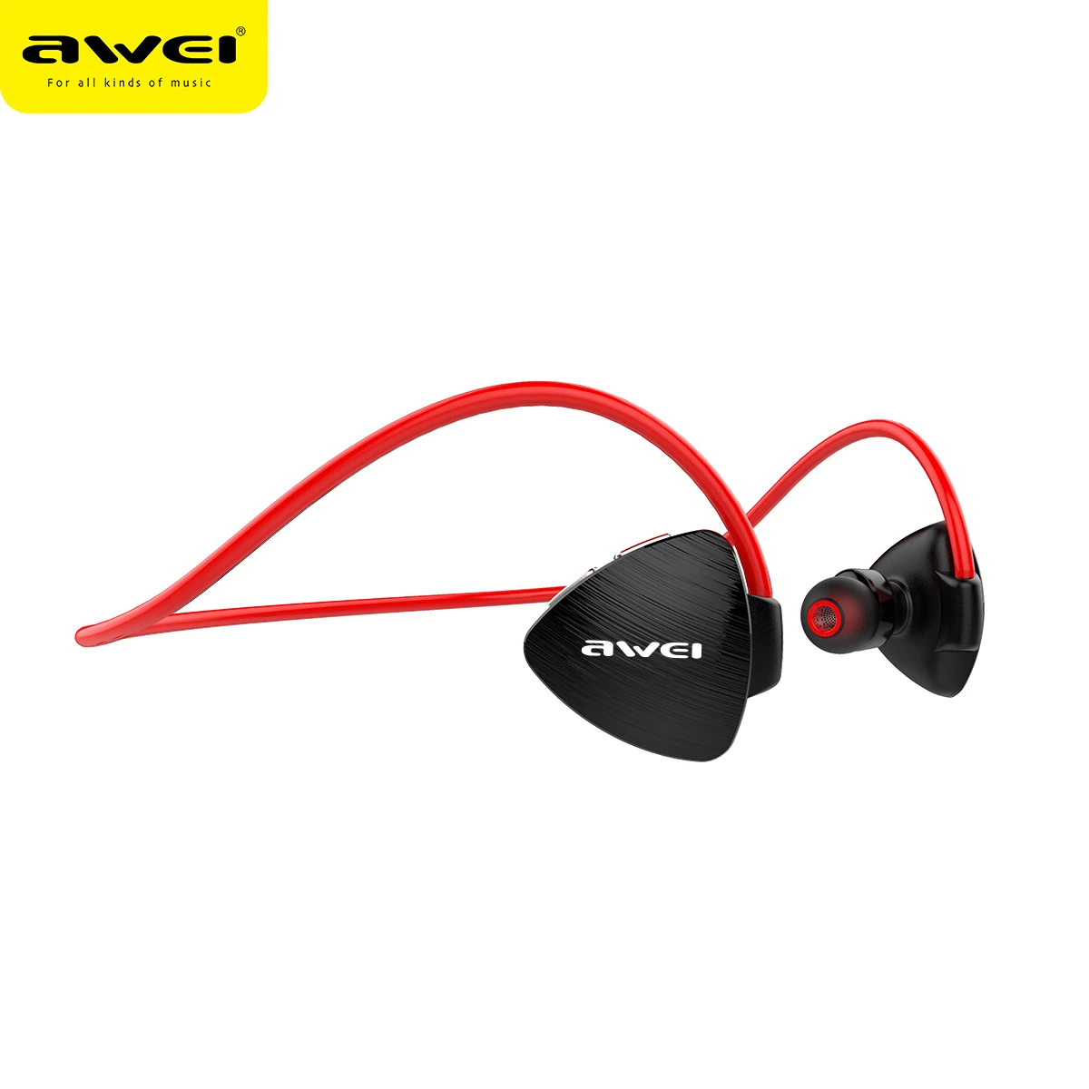 AWEI Bluetooth наушники, водонепроницаемые спортивные беспроводные наушники для бега, стерео бас гарнитура с микрофоном для телефона iPhone - Цвет: Red