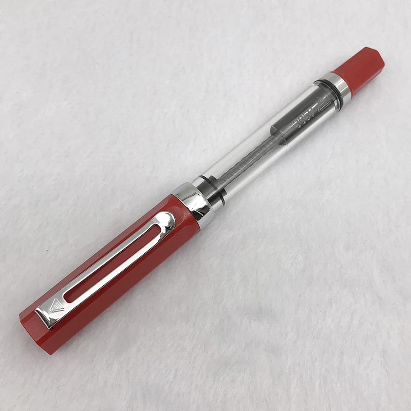 matte red Lanbitou прозрачный перьевая ручка пластиковая F/EF/с капюшоном Перо поршень наполнитель чернил ручки для письма школы офисные принадлежности канцелярские принадлежности - Цвет: matte red