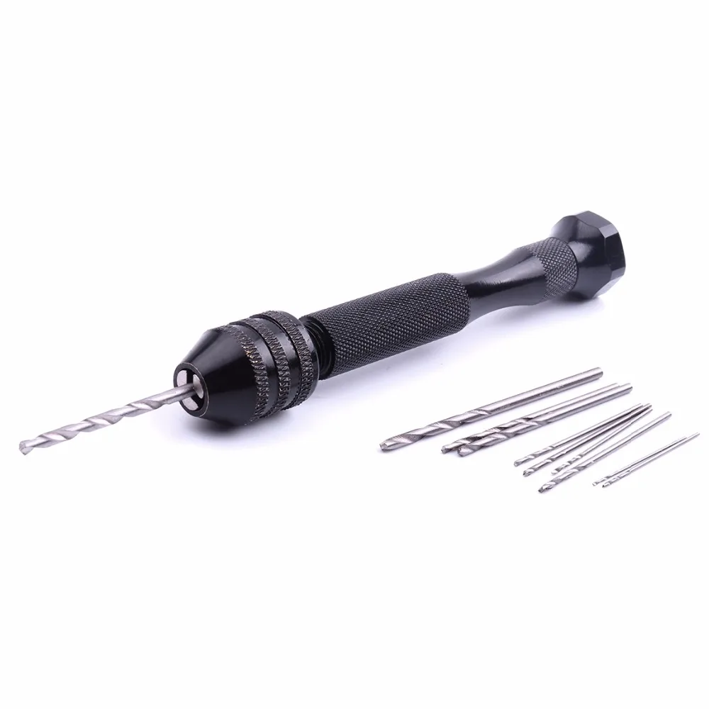 Высококачественная Черная ручная спиральная дрель 1 шт. 0 3 4 мм с 10 миниатюрных