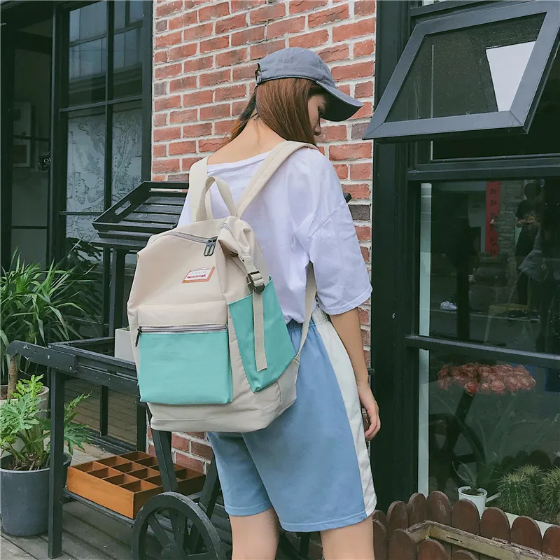 

New Color Matching Women's Backpack Female Korean Version Of The Casual Large-capacity Shoulder Slung Shoulder Bag Student Bag