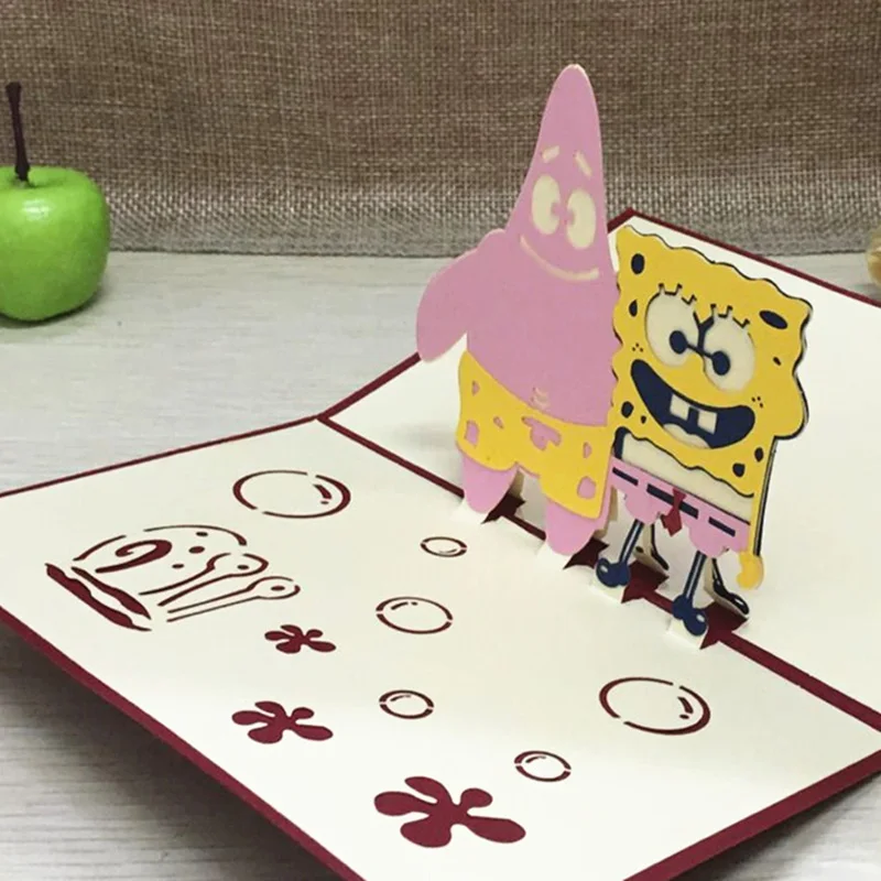 1 шт. объемная поздравительная открытка сделай сам из мультфильма Губка с