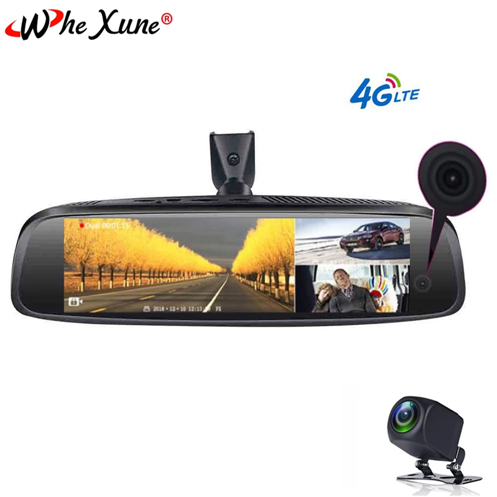 WHEXUNE автомобильный видеорегистратор FHD 1080P 3 камера 2+ 32 Гб 4G ADAS gps Navi DashCam Android Специальный кронштейн зеркало заднего вида рекордер