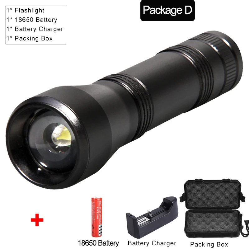Package D 8000lum Светодиодный УФ фонарик светильник UV светильник L2/T6 белый светильник светодиодный фонарь светодиодный налобный фонарь с приближением, 395nm ультрафиолетовый светильник черный светильник 18650 - Испускаемый цвет: Package D