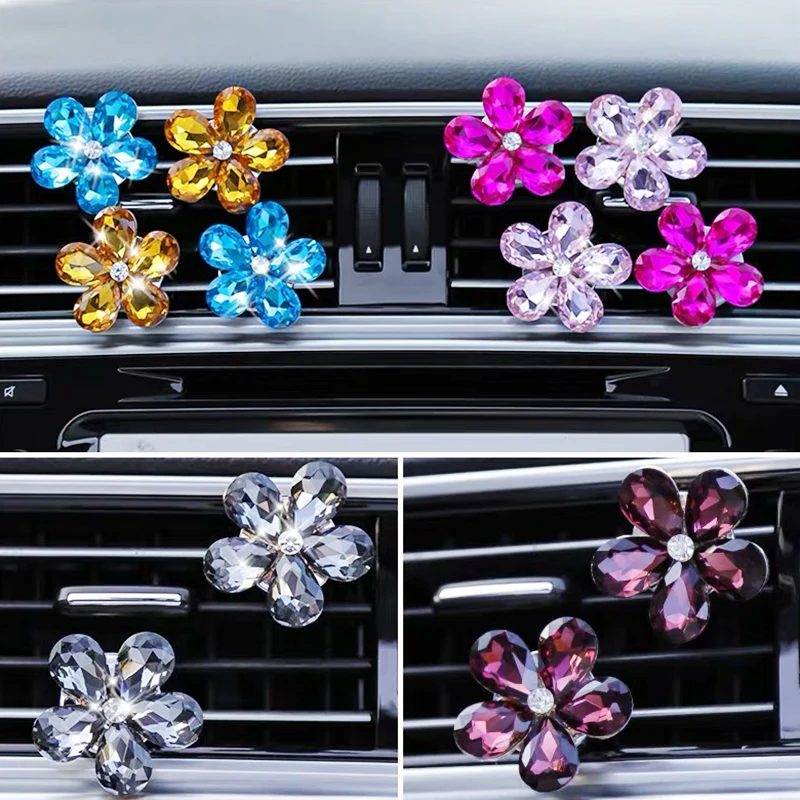 3 шт. креативный Хрустальный цветок со стразами освежитель воздуха в автомобиль