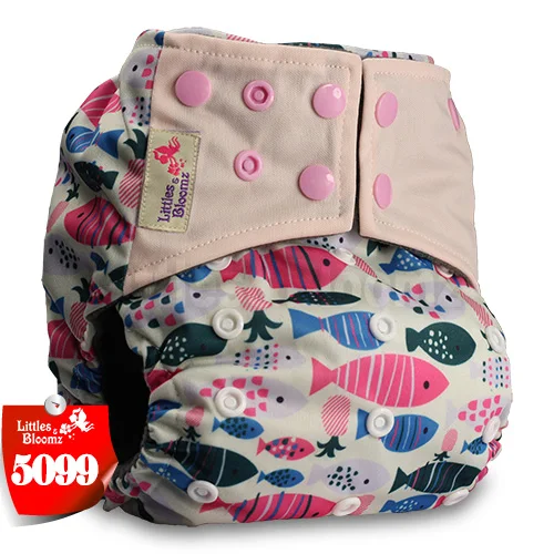 [Littles&Bloomz] Детские моющиеся многоразовые тканевые подгузники, бамбуковый уголь, один размер, подгузники, обертывающиеся вставки - Цвет: 5099