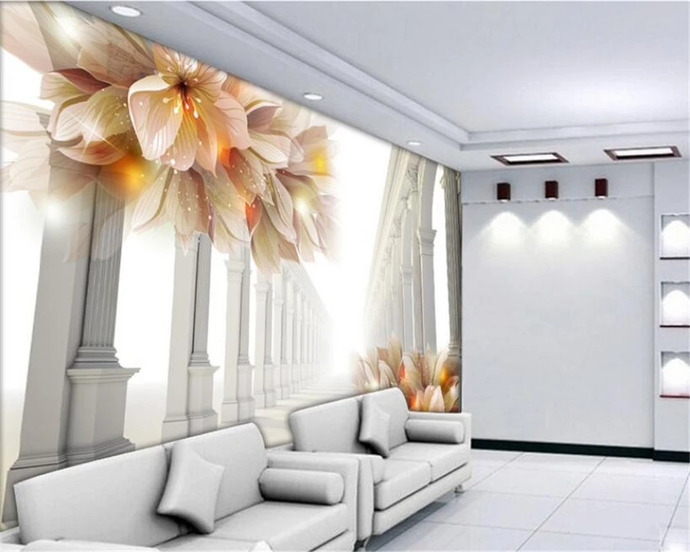 3d обои для гостиной спальни фрески 3D красивые цветы диван ТВ фон фотообои papel de