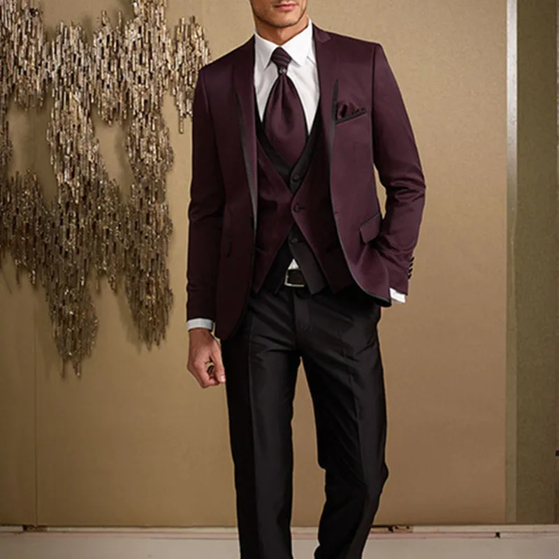 

Новый мужской красный костюм Terno Masculino, мужской облегающий костюм, мужской костюм 2017, свадебные костюмы для мужчин, 3 предмета (пиджак + брюки +...