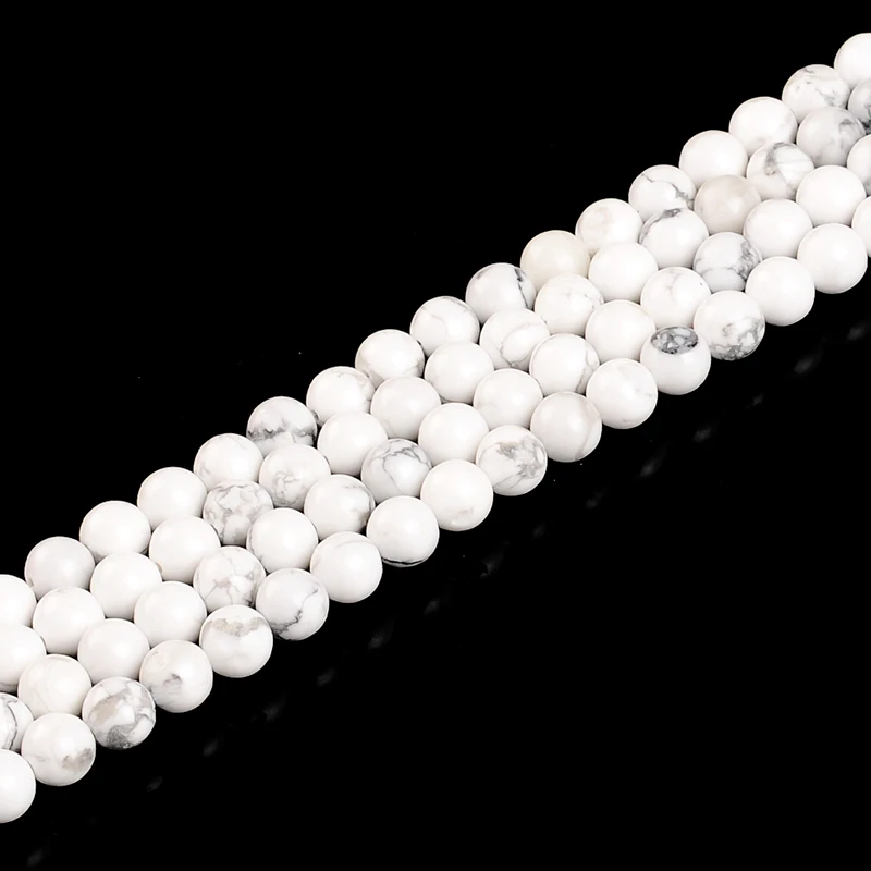white howlite Натуральный Лазурит тигровый глаз розовый аметисты кварц драгоценный камень круглые свободные нити камень бусины для DIY браслет ювелирных изделий 4-12 мм - Цвет: white howlite