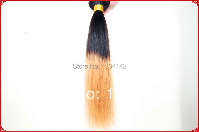 Hot Sale Ombre Brazilian Human Hair Weaving Straight 1pcs 10-34inch 100g/pcs Two Tone Color T1B/27 |