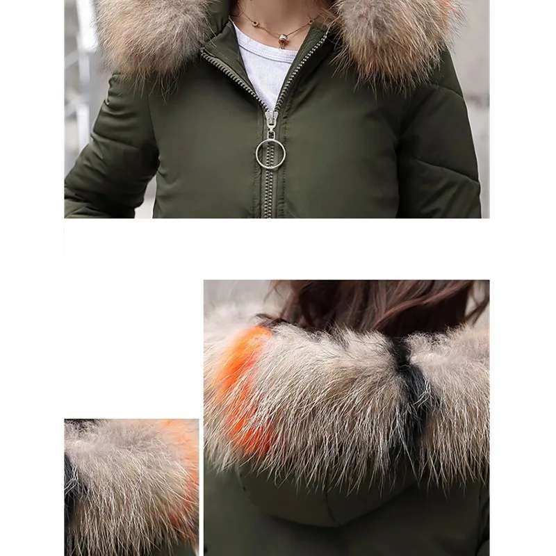 Зимняя куртка IOQRCJV Длинная женская парка с капюшоном и большим меховым