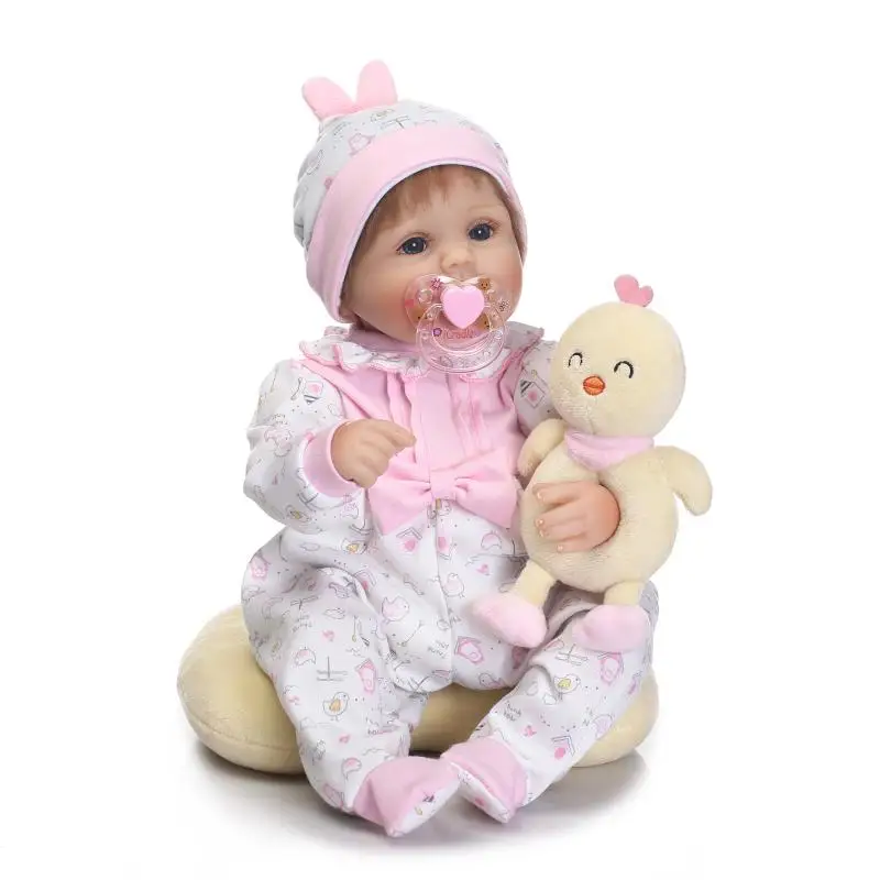 40cm Bebe Silicone reborn dolls realista girl baby Doll kids Playmate  birthday gift toys with soft chicken pillow plush doll