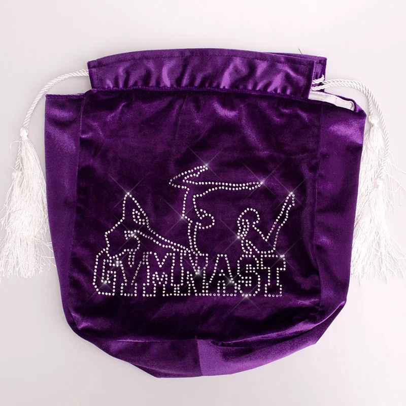 purple Мячик для художественной гимнастики, сумка RG, профессиональная защита, бархатная ткань, аксессуары, стразы для девочек, 24 цвета на выбор - Цвет: purple