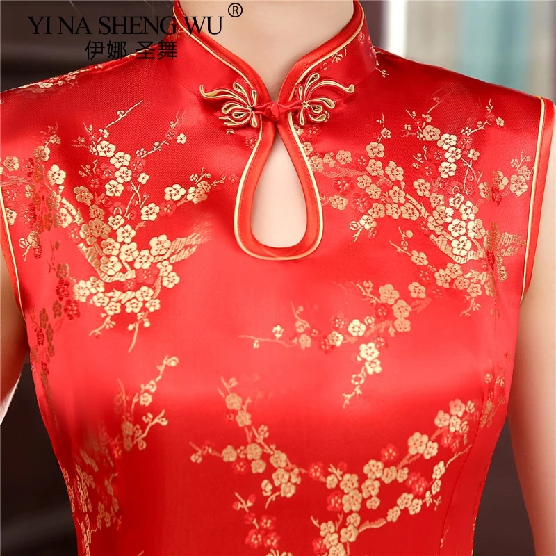 Chinese Traditional Cheongsam Women Silm Dress Long Brocade Sexy Kimono Bride Wedding Performance show Clothes | Тематическая