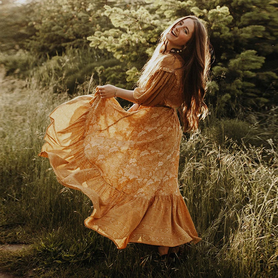 TEELYNN длинные платья для женщин Lioness платье Цыганское Платье эластичная талия