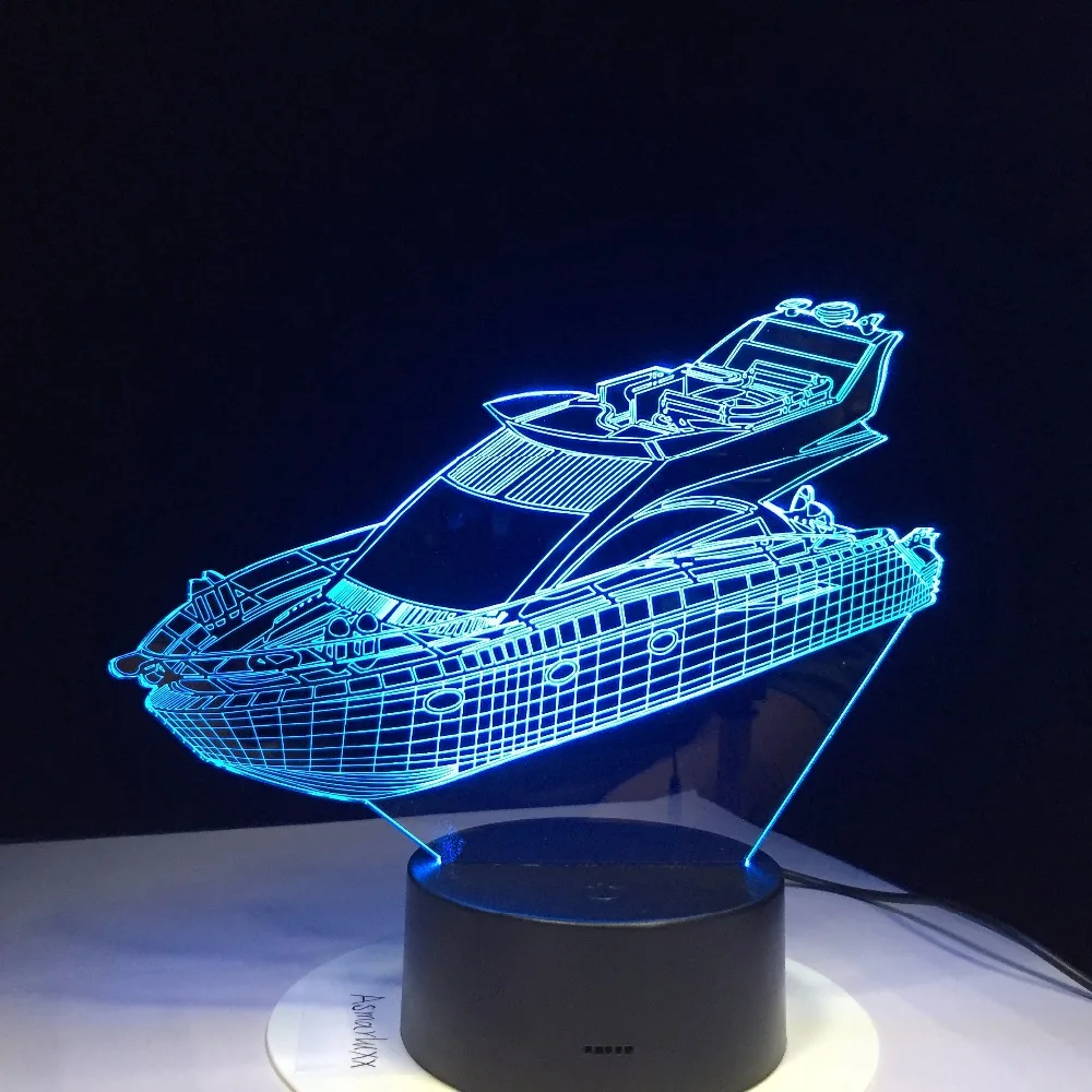 Yacht 7 цветов 3D светодиодный светильник визуальный светодиодный ночник для детей подарок сенсорный Usb Настольный Lampara детский спальный Ночник детская лампа