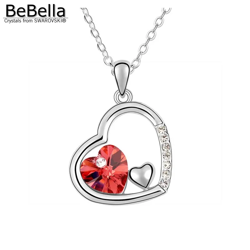 Женское ожерелье с подвеской в виде сердца BeBella кристаллами Swarovski модные