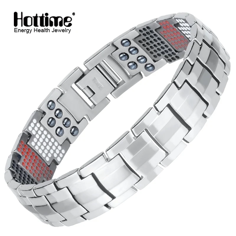 10212 Hottime 591 шт. энергия камня Титан Сталь Магнитная Браслеты черный пистолет покрытием германий браслет Для мужчин ювелирные изделия - Окраска металла: 10212