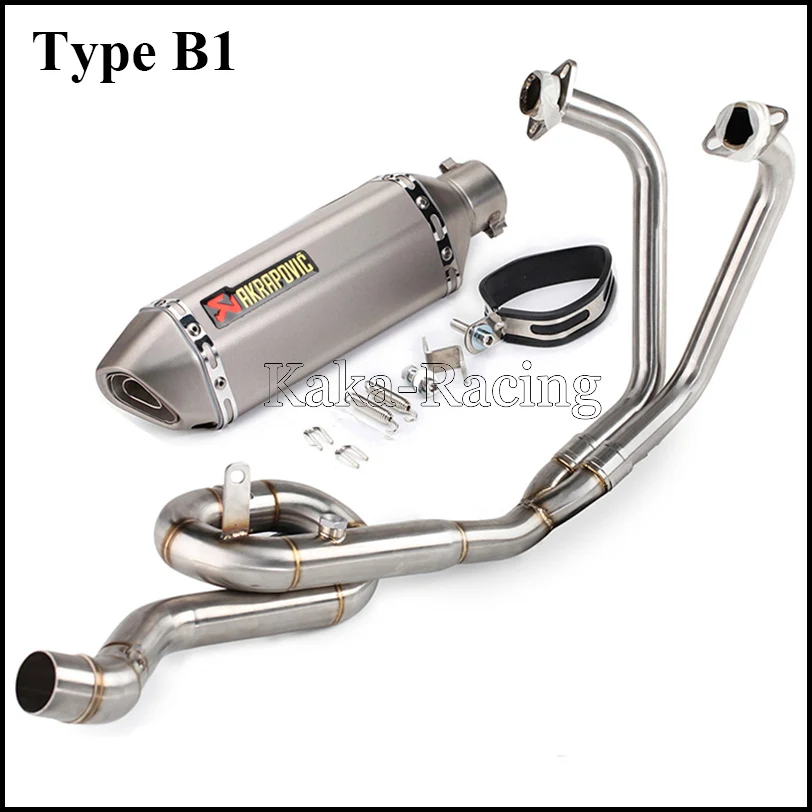 Type B1 MT03 Akrapovic глушитель выхлопной трубы мотоцикла полная система скольжения на переднюю ссылку трубы для Yamaha YZF R3 R25 - Цвет: Type B1