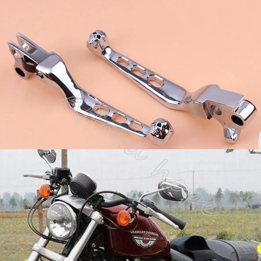 

1 пара, хромированный алюминиевый тормоз с черепом, рукоятка для тормоза, рукоятка для мотоцикла, для Harley Sportster, ночной поезд, Softail, Fatboy, электровелосипед, на заказ